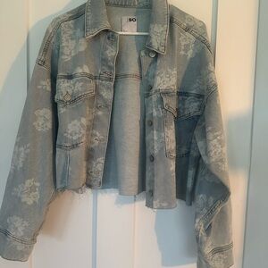 SO Light Blue Floral Jean Jacket
